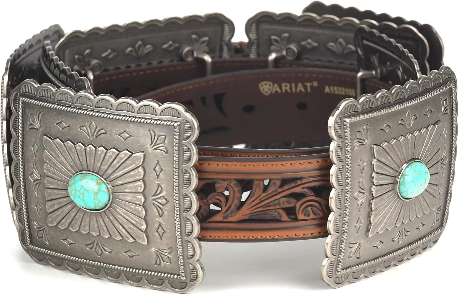 imageARIAT Womens Turquoise Concho Western BeltTan