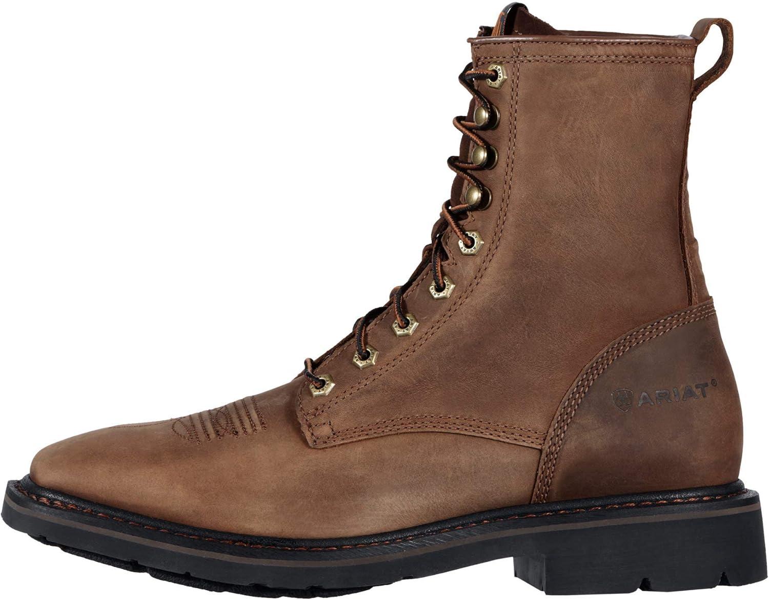 imageARIAT mens Cascade 8quot Wide Square Toe Work BootAlamo Brown