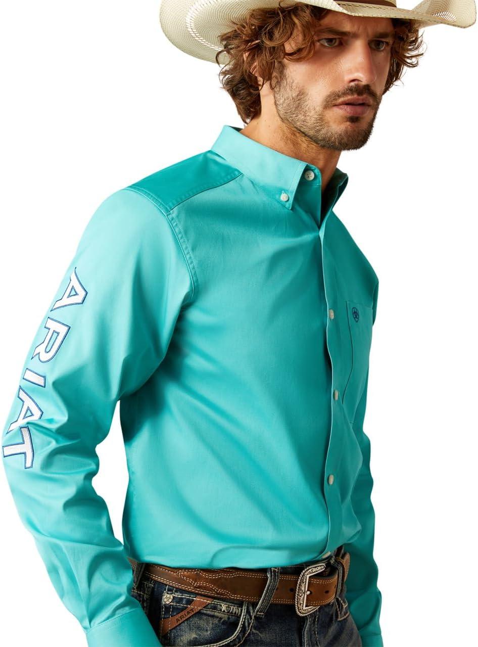 imageAriat Mens Team Logo Twill Fitted ShirtTurquoiseBlue