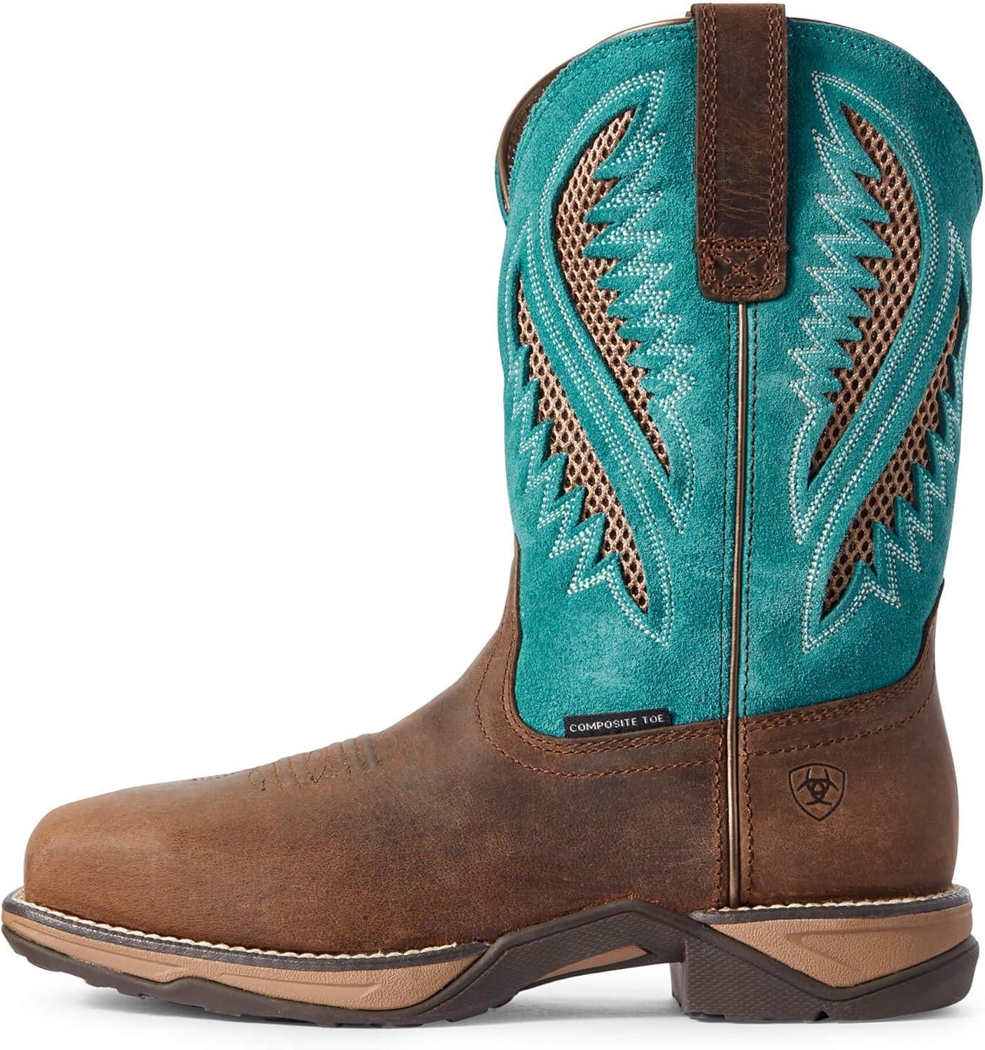 imageAriat Womens Darlin Work BootChocolate ChipTurquoise