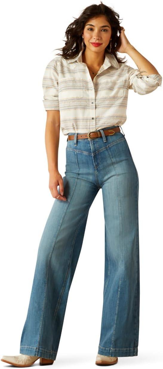 imageAriat Womens Real Billie Jeans ShirtMustard Jacquard