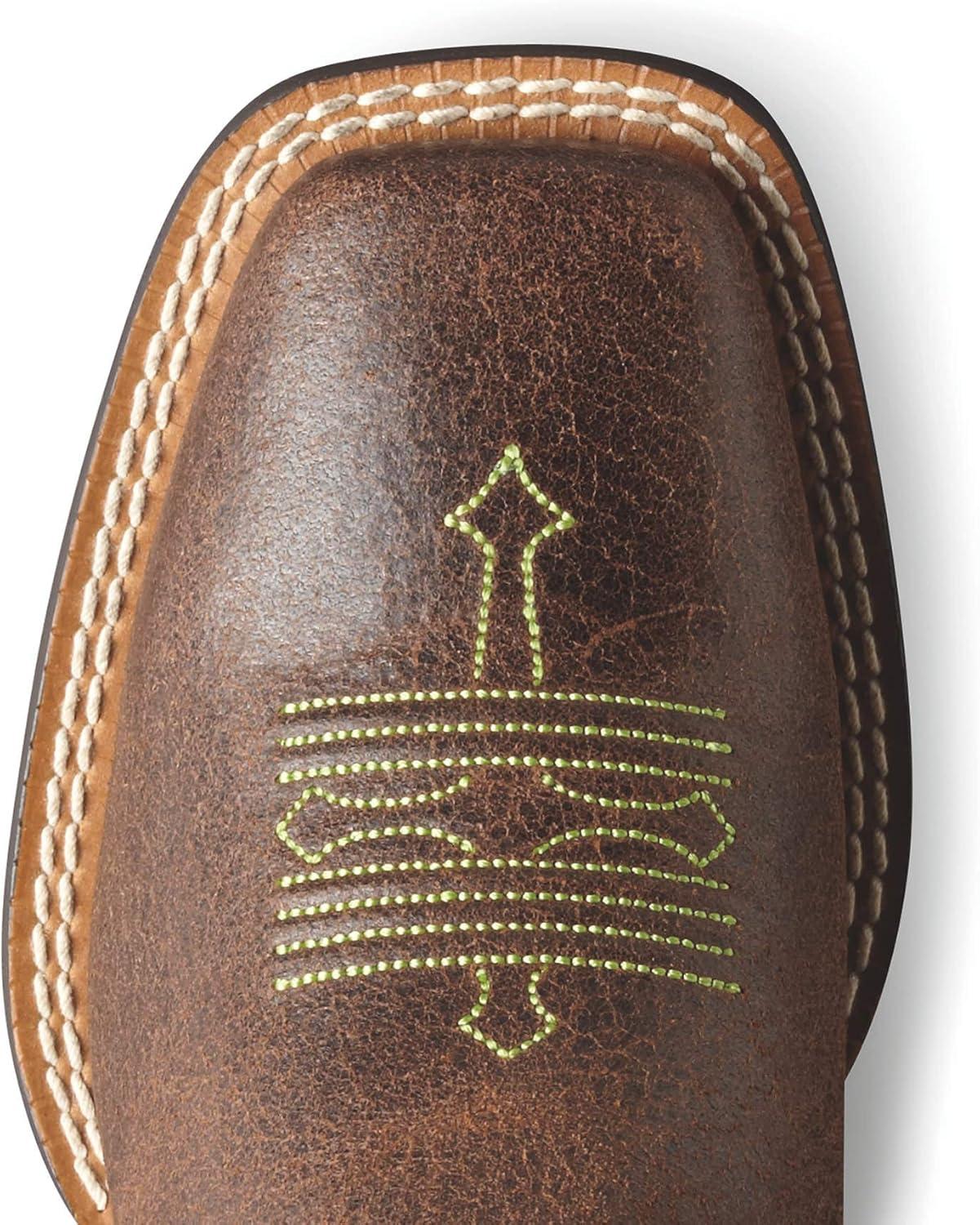 imageAriat Womens Tombstone Wide Square Toe Western Cowboy BootBay BrownBell Blue