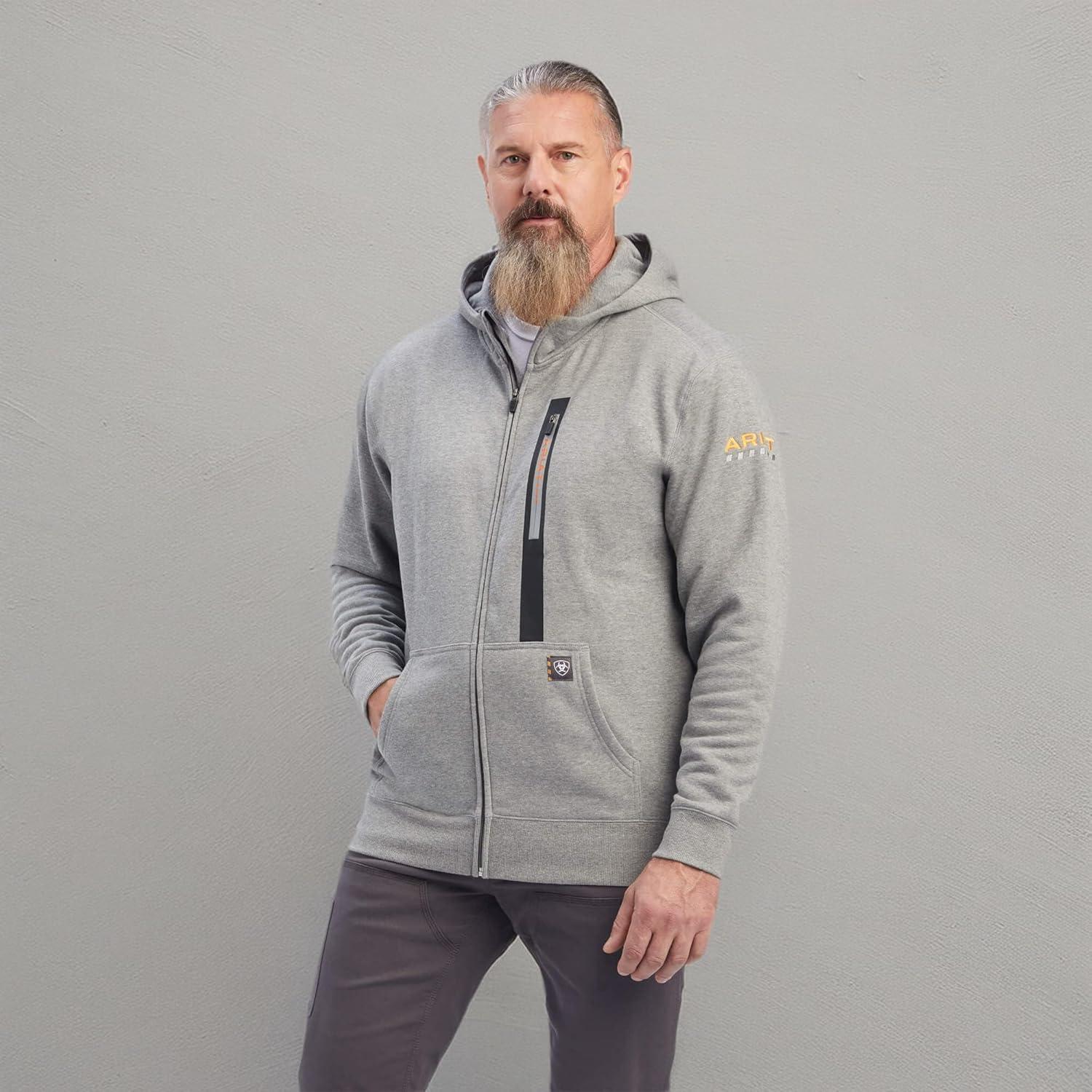 imageAriat mens Rebar Workman Full Zip HoodieHeather Grey