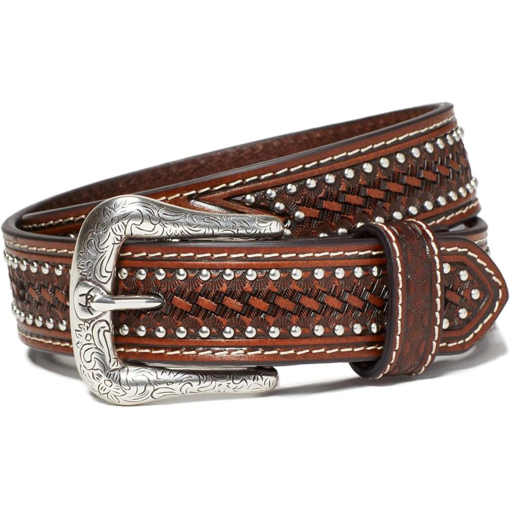 imageARIAT Kids Studded Basket Weave Belt BrownBrown