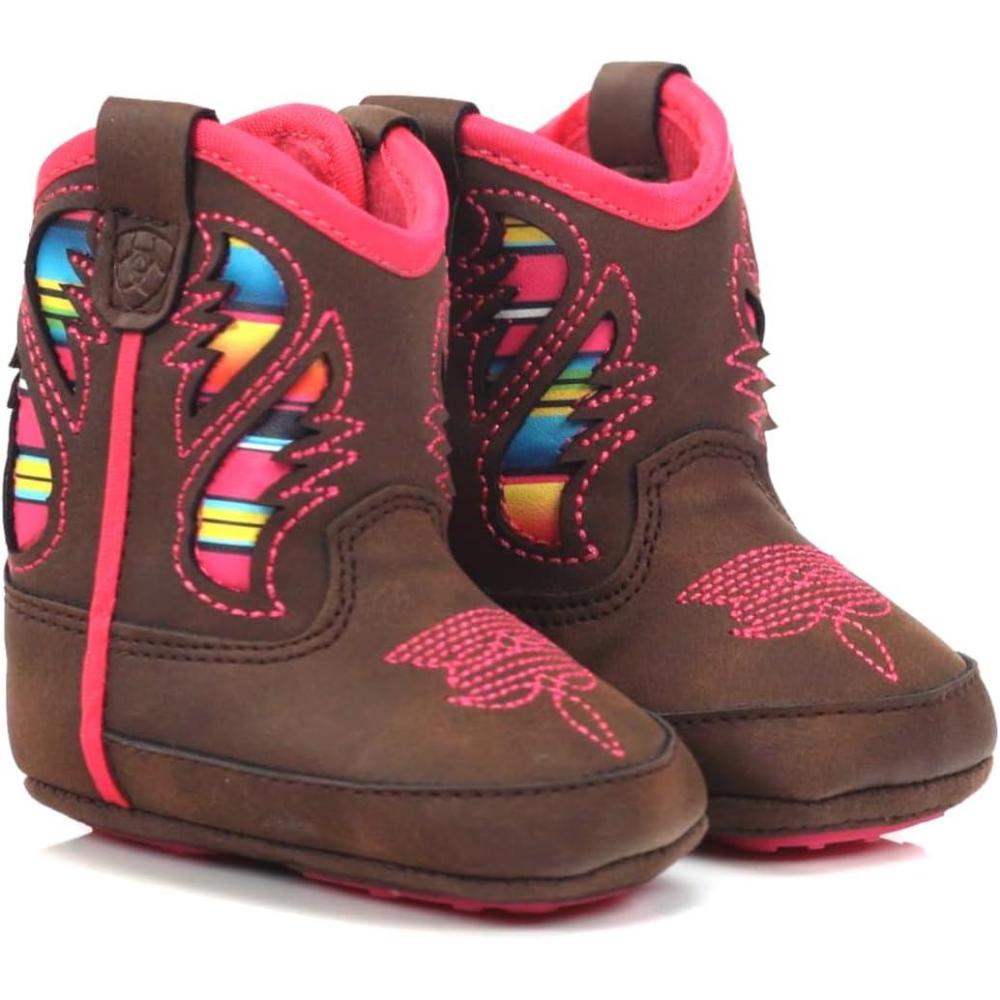 imageARIAT Lil Stompers Infant Unisex Western BootsPinkBrown Flora