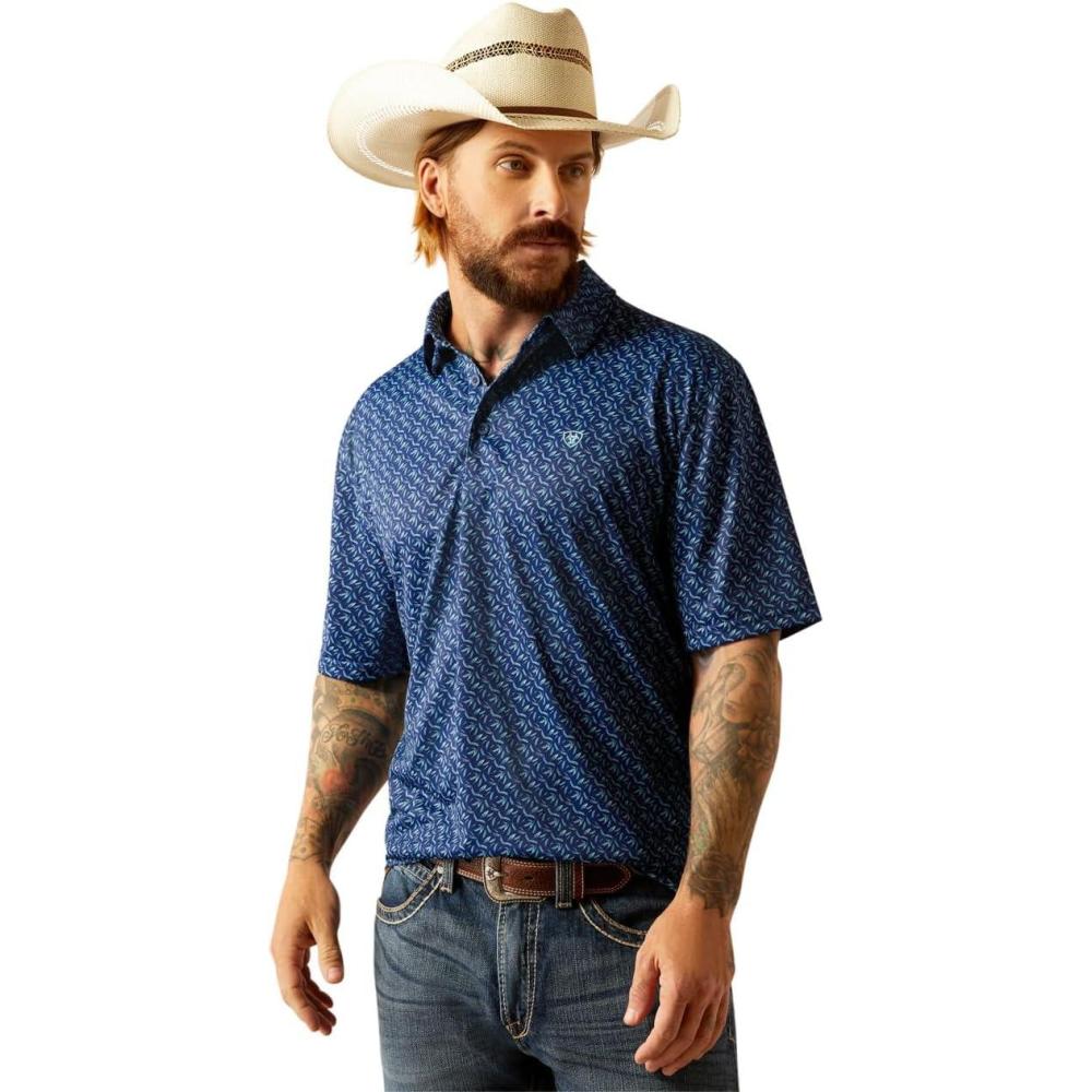 imageARIAT Mens All Over Print PoloBlue Depths