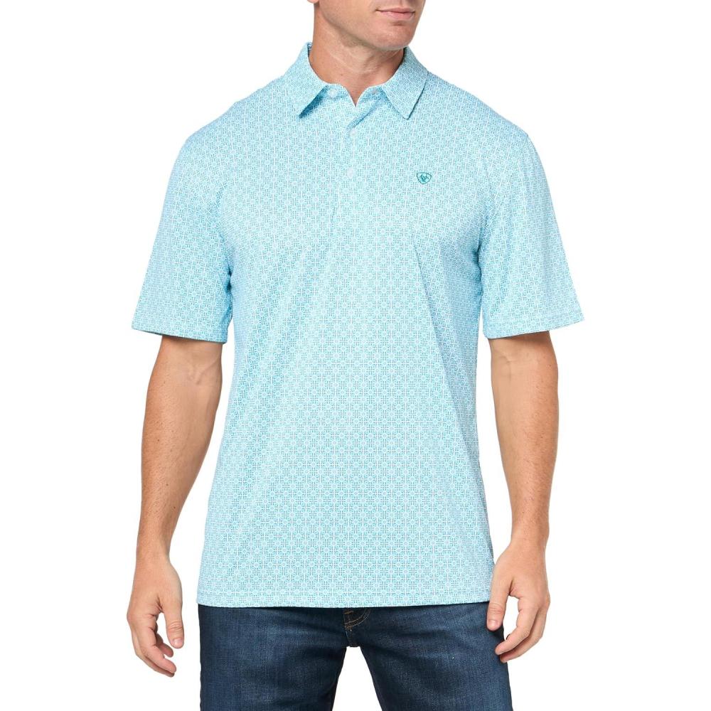 imageARIAT Mens All Over Print PoloLake Blue