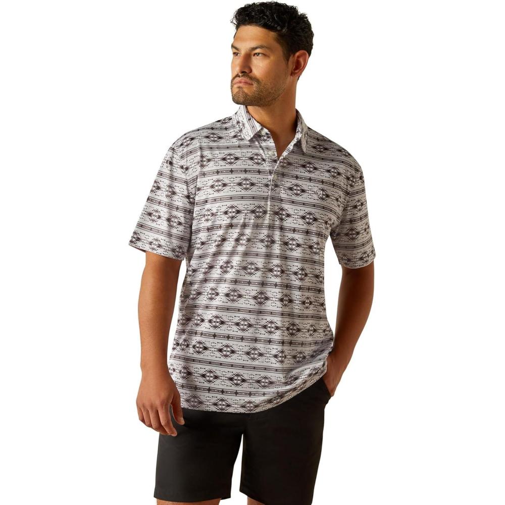 imageARIAT Mens All Over Print PoloSilver Sconce