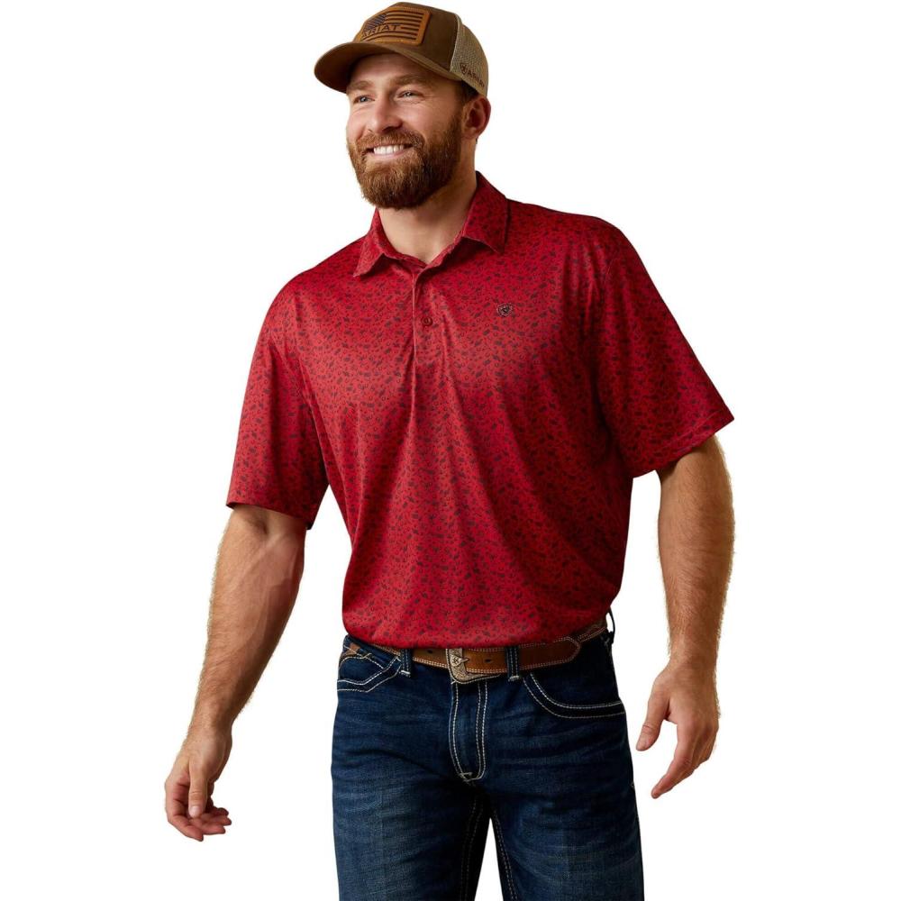 imageARIAT Mens All Over Print PoloTango Red
