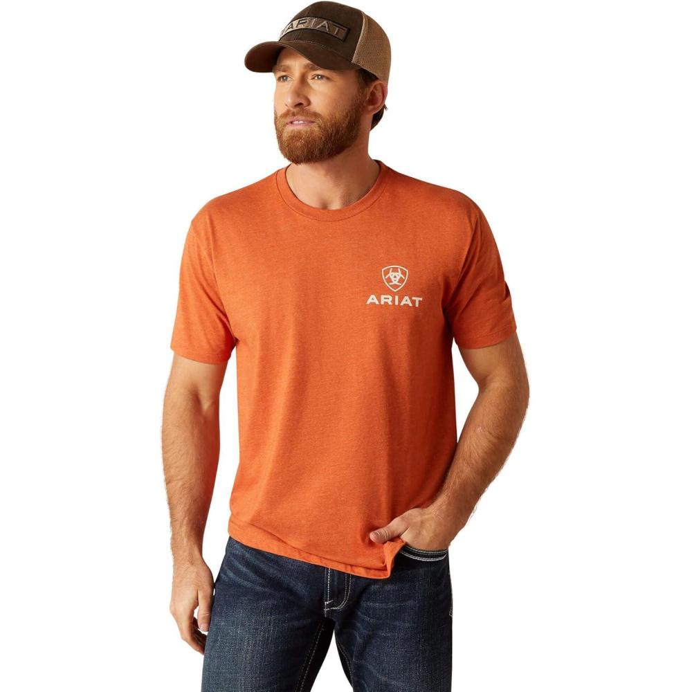 imageARIAT Mens Buckaroo TShirt BuckhornAdobe HeatherRope Lockup