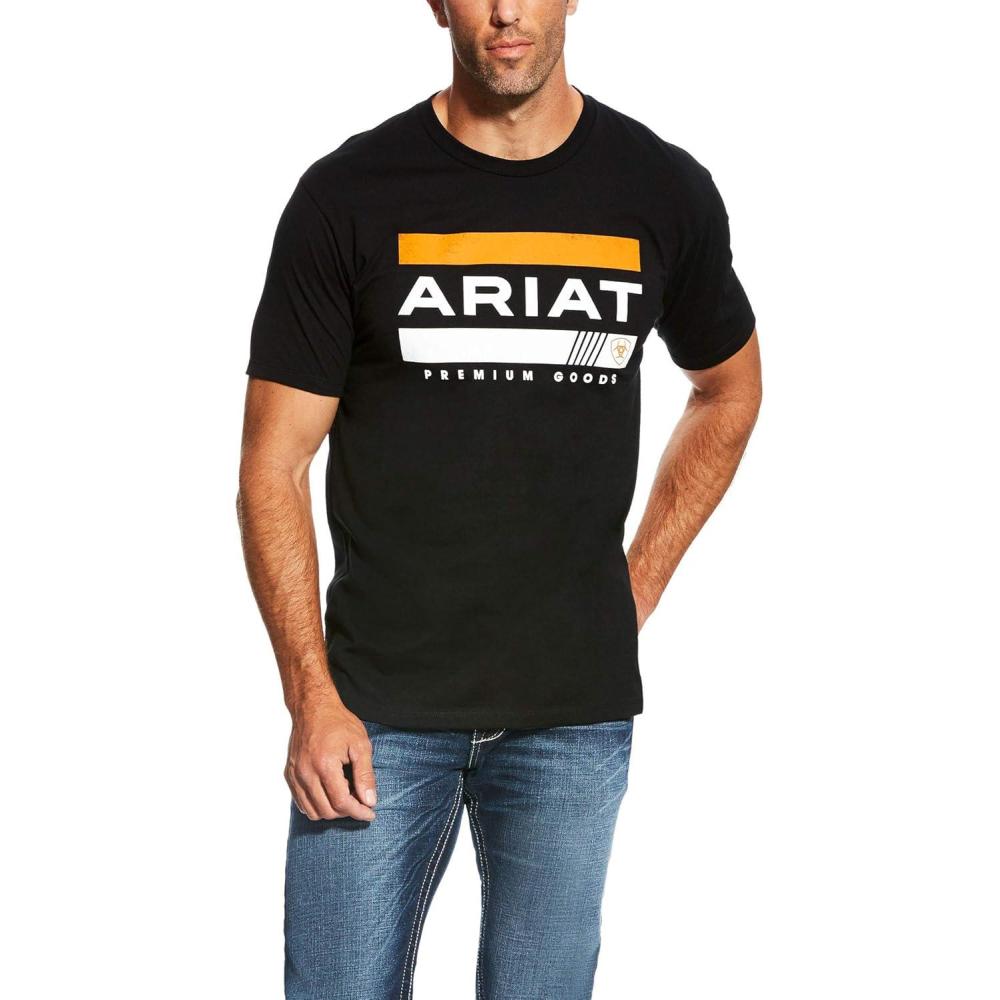 imageARIAT Mens Buckaroo TShirt BuckhornBlackBar Stripe