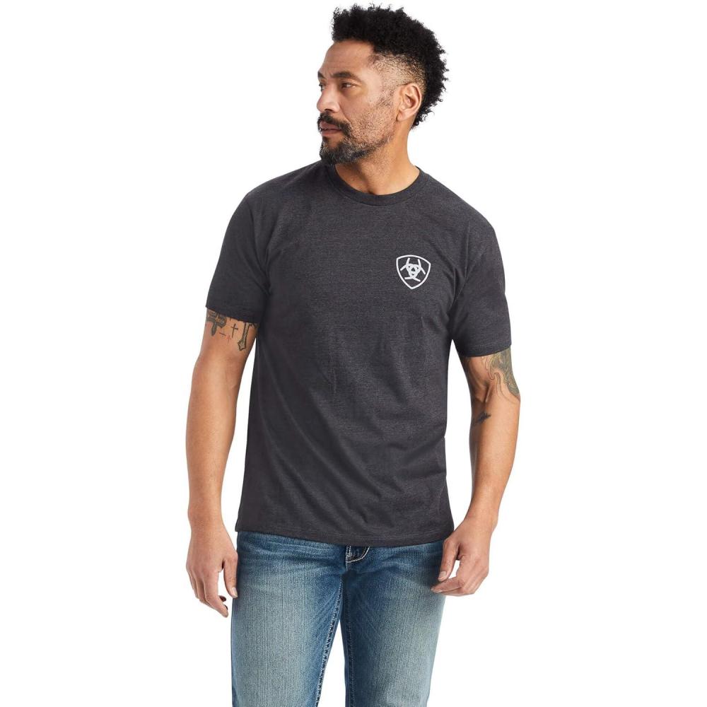 imageARIAT Mens Buckaroo TShirt BuckhornCharcoal HeatherMinimalist