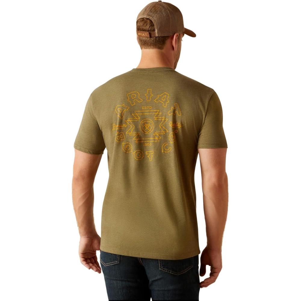 imageARIAT Mens Buckaroo TShirt BuckhornMilitary HeatherBisbee Circle