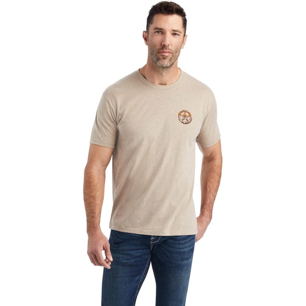imageARIAT Mens Buckaroo TShirt BuckhornOatmeal HeatherStar