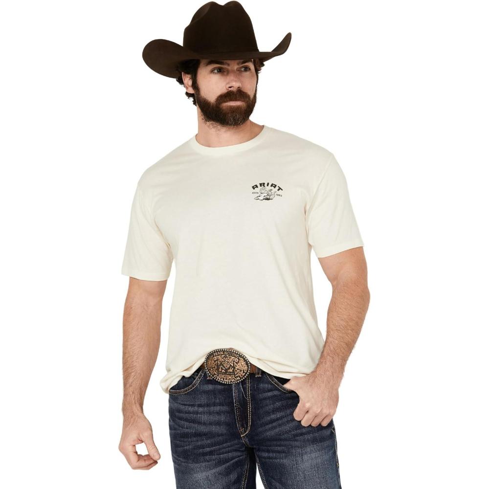 imageARIAT Mens Buckaroo TShirt BuckhornOff WhiteSouthwest Curve