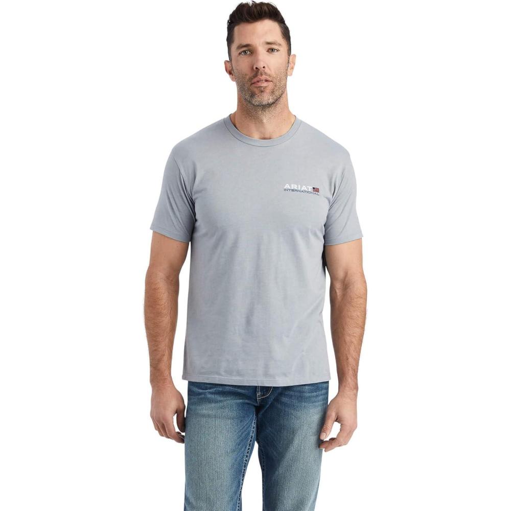 imageARIAT Mens Buckaroo TShirt BuckhornStone HeatherHorizontal