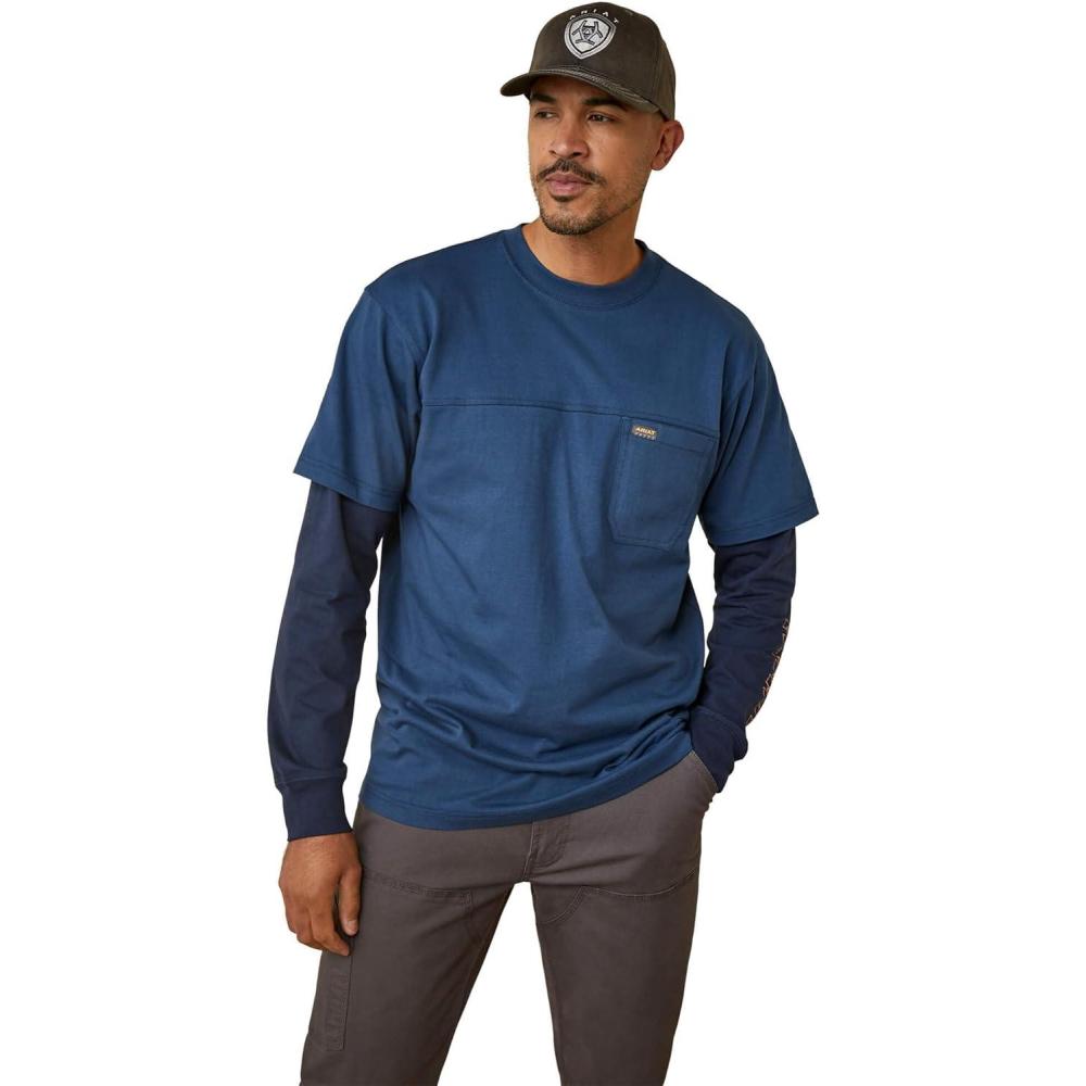 imageARIAT Mens Rebar Cotton Strong DuallyBlue Wink Teal Navy