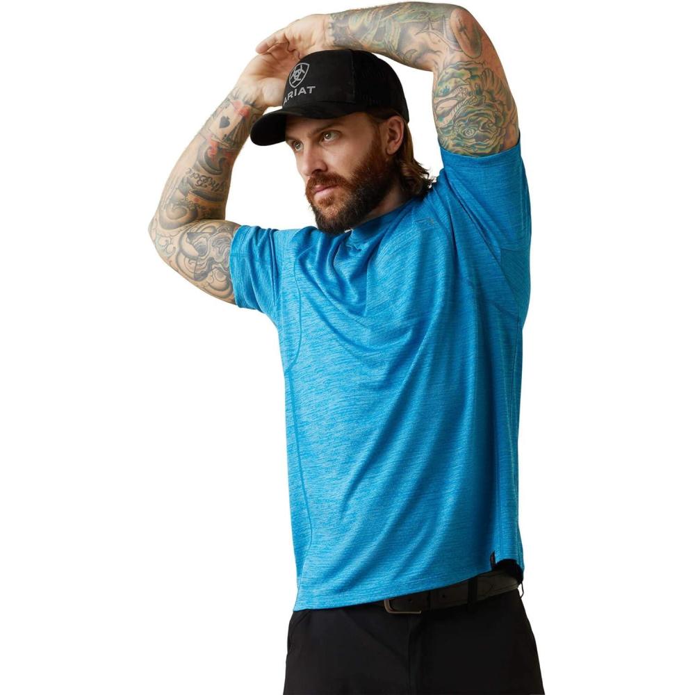 imageARIAT Mens Rebar Evolution Athletic Fit TShirtScuba Blue
