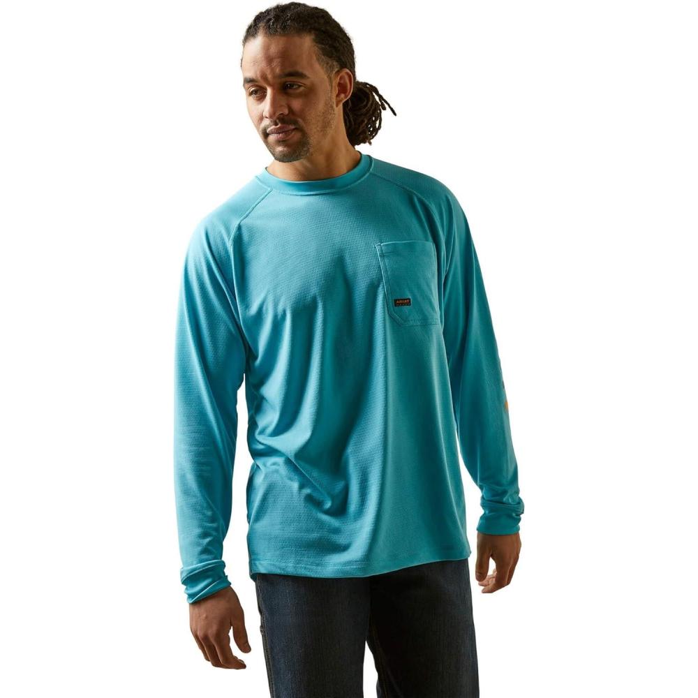 imageARIAT Mens Rebar Heat Fighter Long Sleeve TShirtMaui Blue