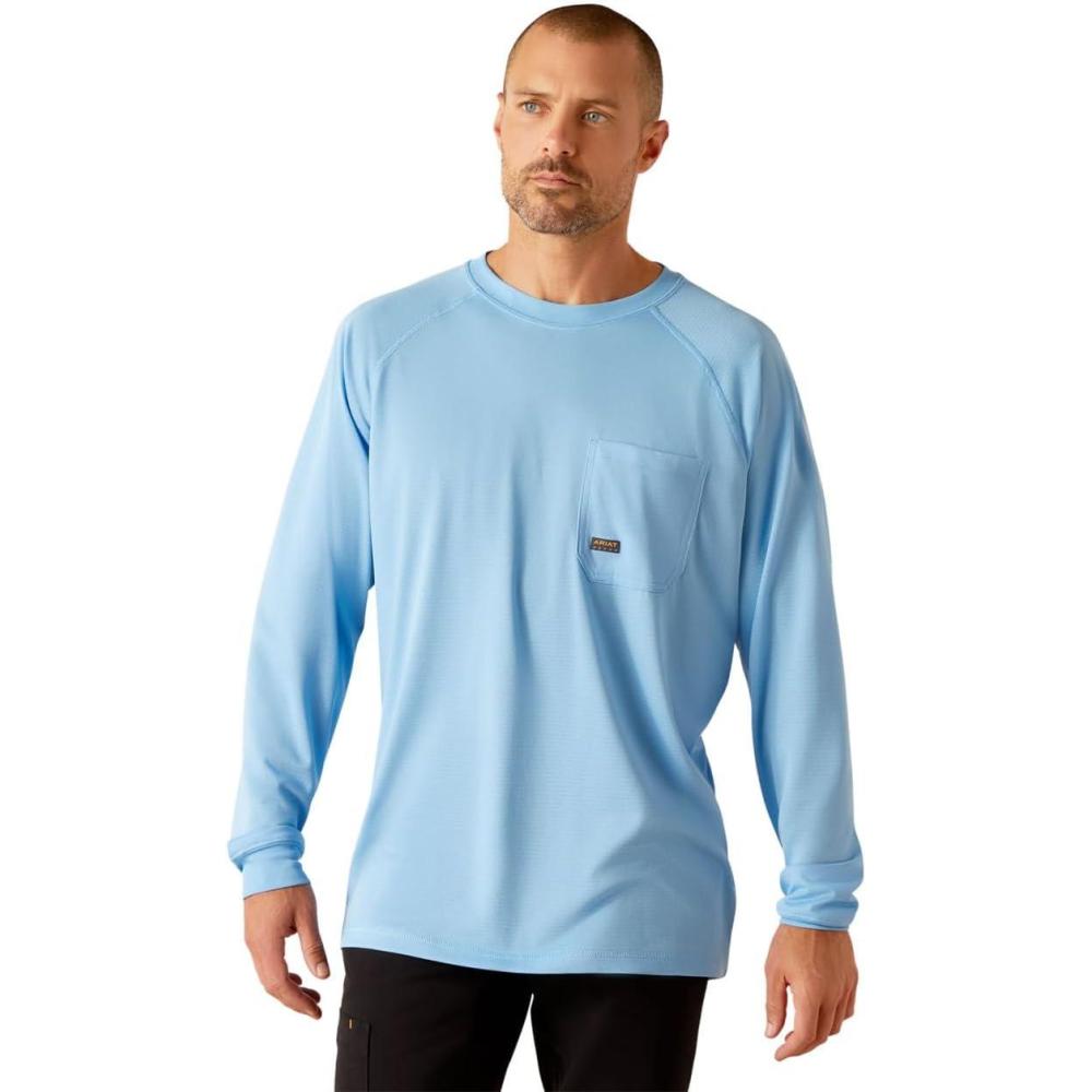 imageARIAT Mens Rebar Heat Fighter Long Sleeve TShirtStratosphere Blue