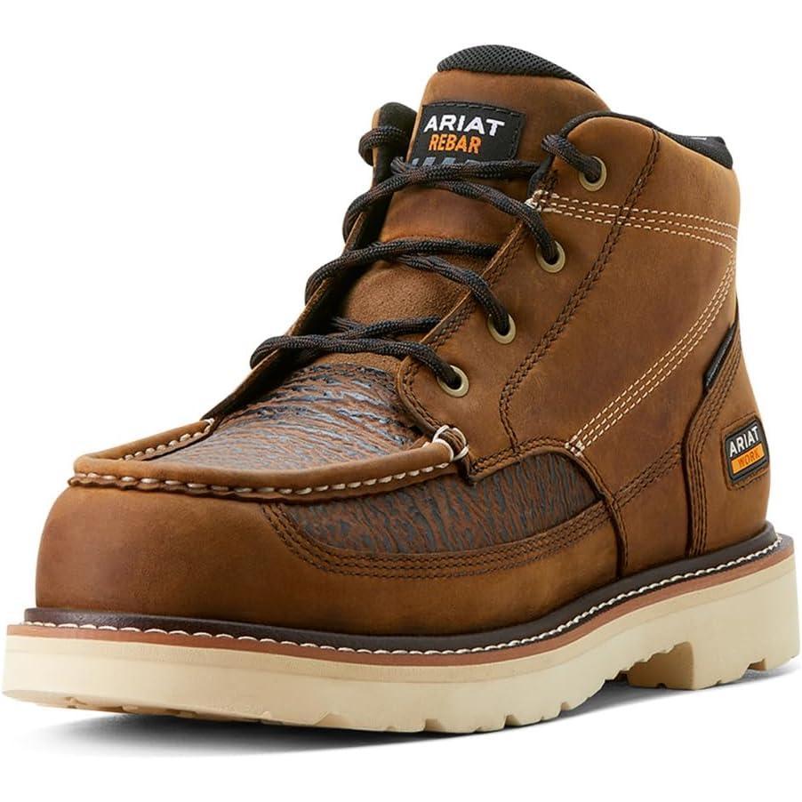 imageARIAT Mens Rebar Lift Chukka Composite Toe Work Boot IndustrialDistressed BrownSharkskin Print