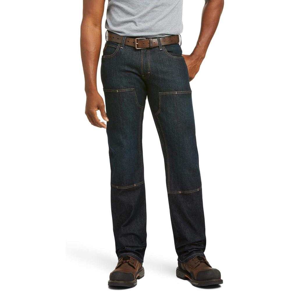 imageARIAT Mens Rebar M5 Durastretch Basic Double Front Stackable Straight Leg JeanBlackstone