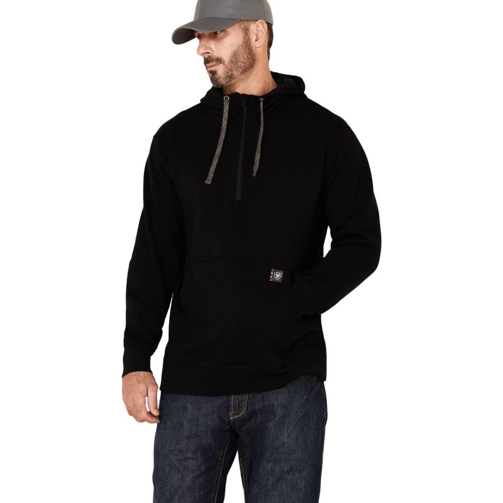 imageARIAT Mens Rebar Workman 14 Zip HoodieBlack Core