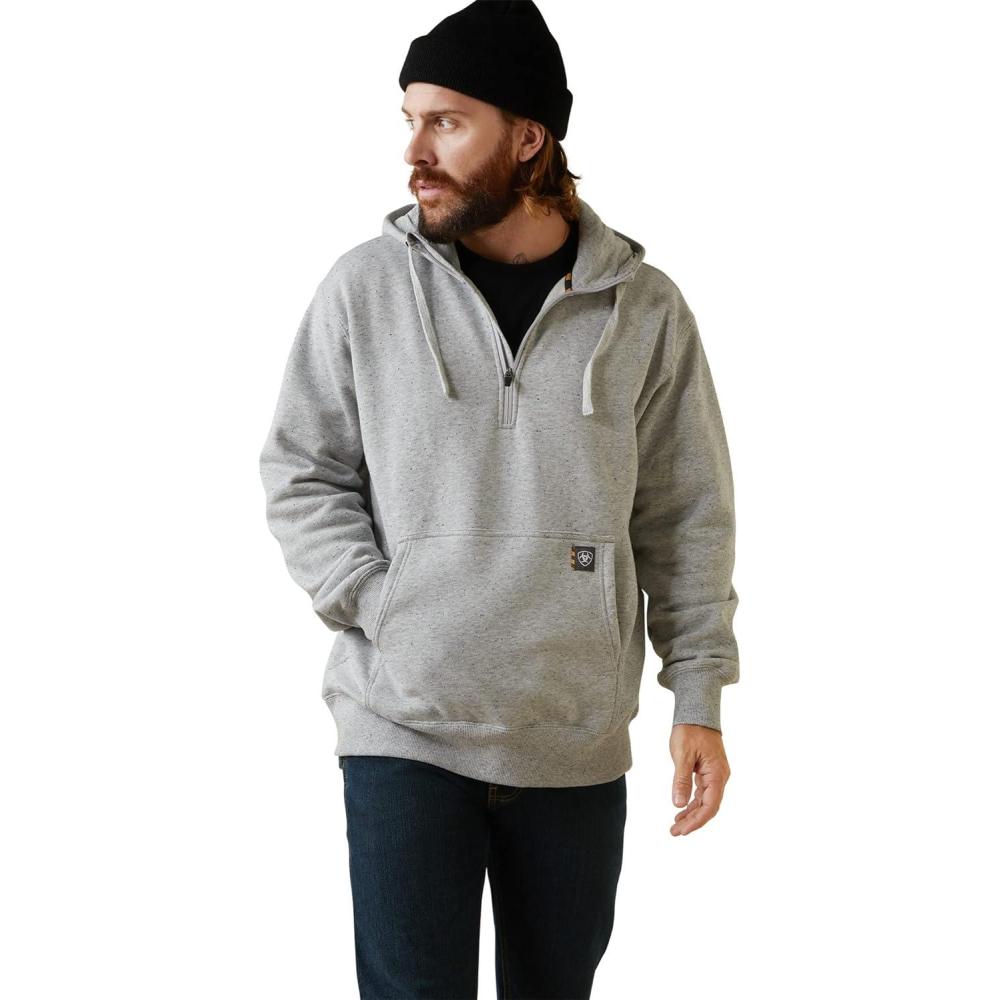 imageARIAT Mens Rebar Workman 14 Zip HoodieHeather Grey Spacedye