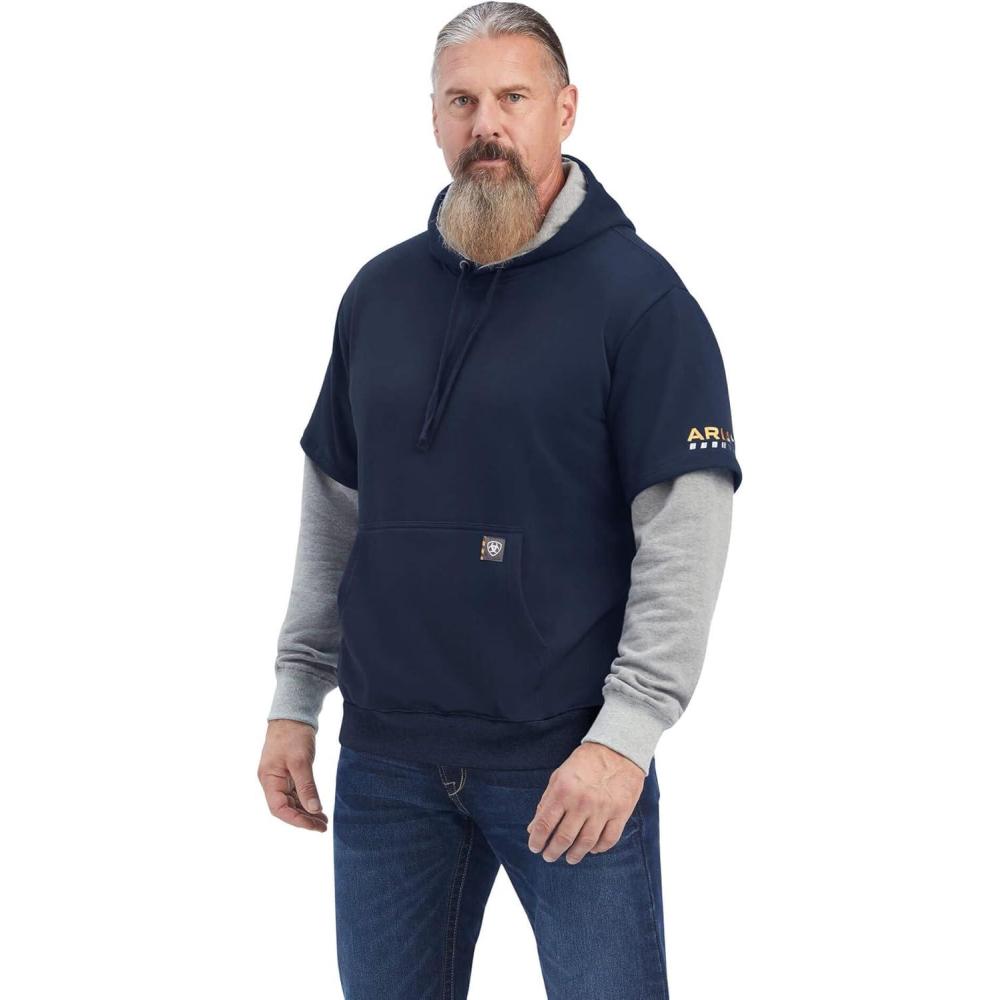 imageARIAT Mens Rebar Workman Dually HoodieNavyHeather Grey
