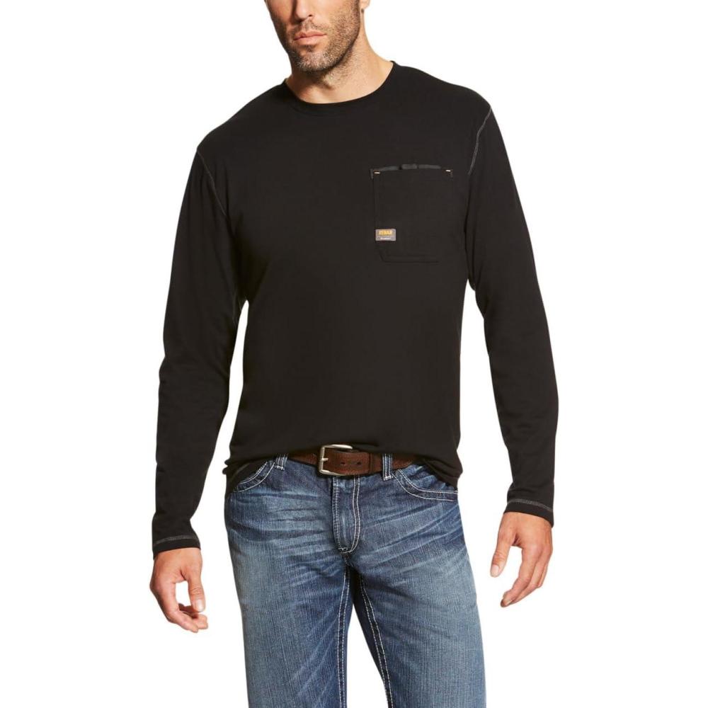 imageARIAT Mens Rebar Workman Logo Long Sleeve CrewBlack