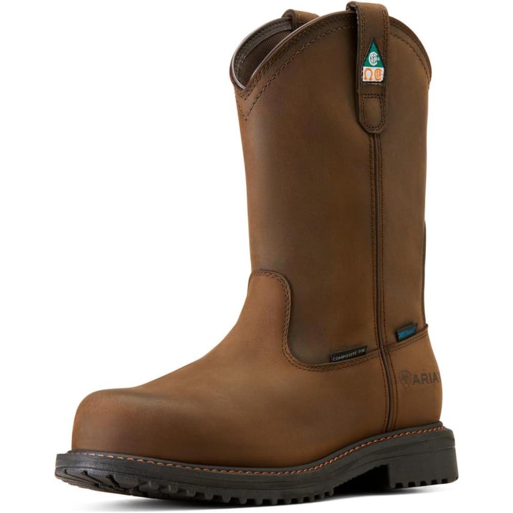 imageARIAT Mens Rigtek Waterproof Composite Toe Work Boot IndustrialOily Distressed Brown