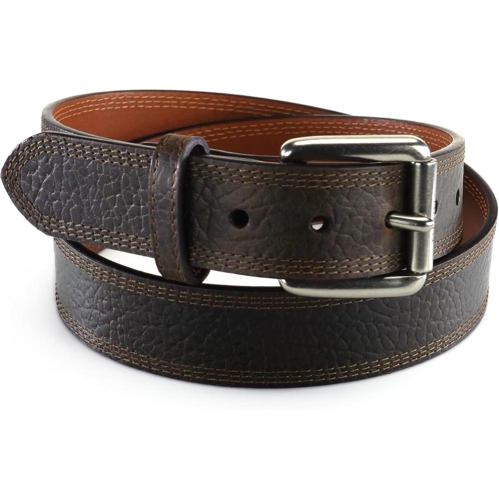 imageARIAT Mens Triple Row Stitch Leather Work Belt with Removable Roller BuckleEarth