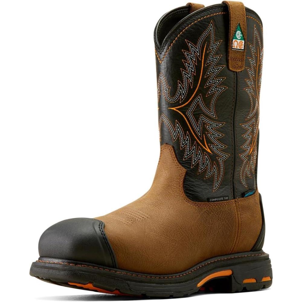 imageARIAT Mens Workhog CSA Waterproof Insulated Composite Toe Work Boot IndustrialBlackRye Brown