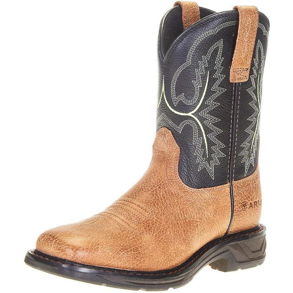 imageARIAT Mens Workhog Xt Coil Wide Square Toe Carbon Toe Work BootBrahma BrownDragon Fruit