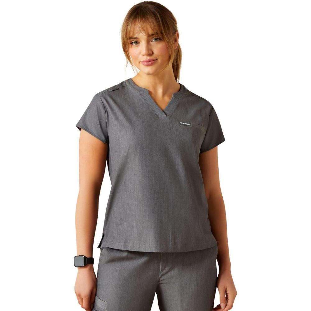 imageARIAT Womens Clara 6 Pocket Scrub TopCharcoal Grey
