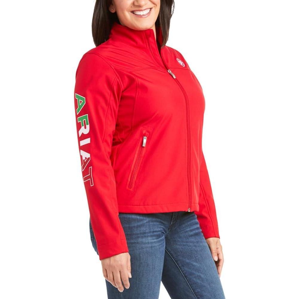 imageARIAT Womens Classic Team Mexico Softshell Water Resistant JacketRed