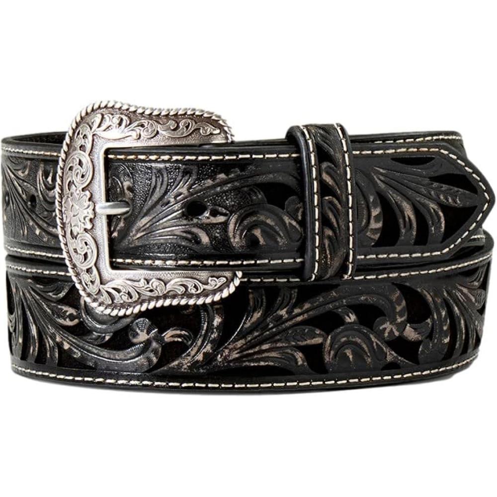 imageARIAT Womens Diamond Inlay Center Pattern BeltBlack