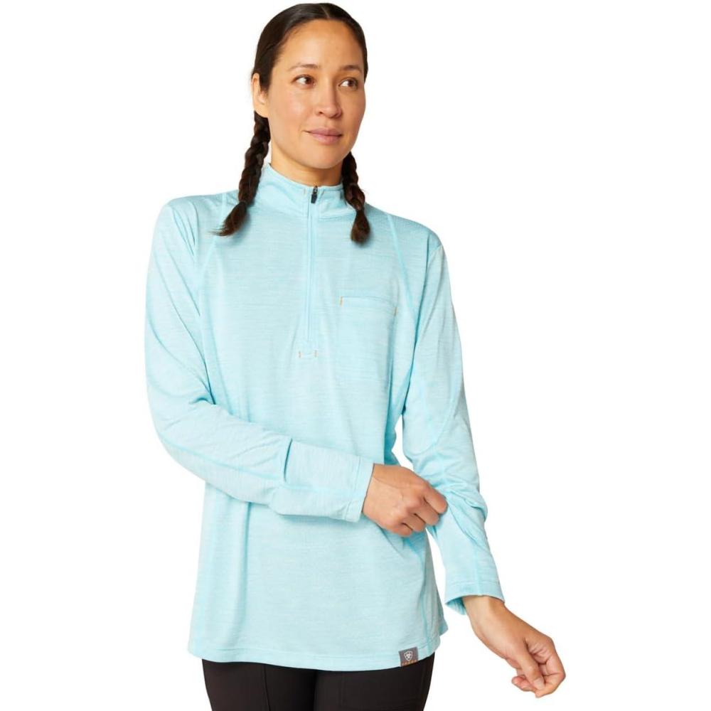 imageARIAT Womens Rebar Evolution 12 Zip TopArctic Blue