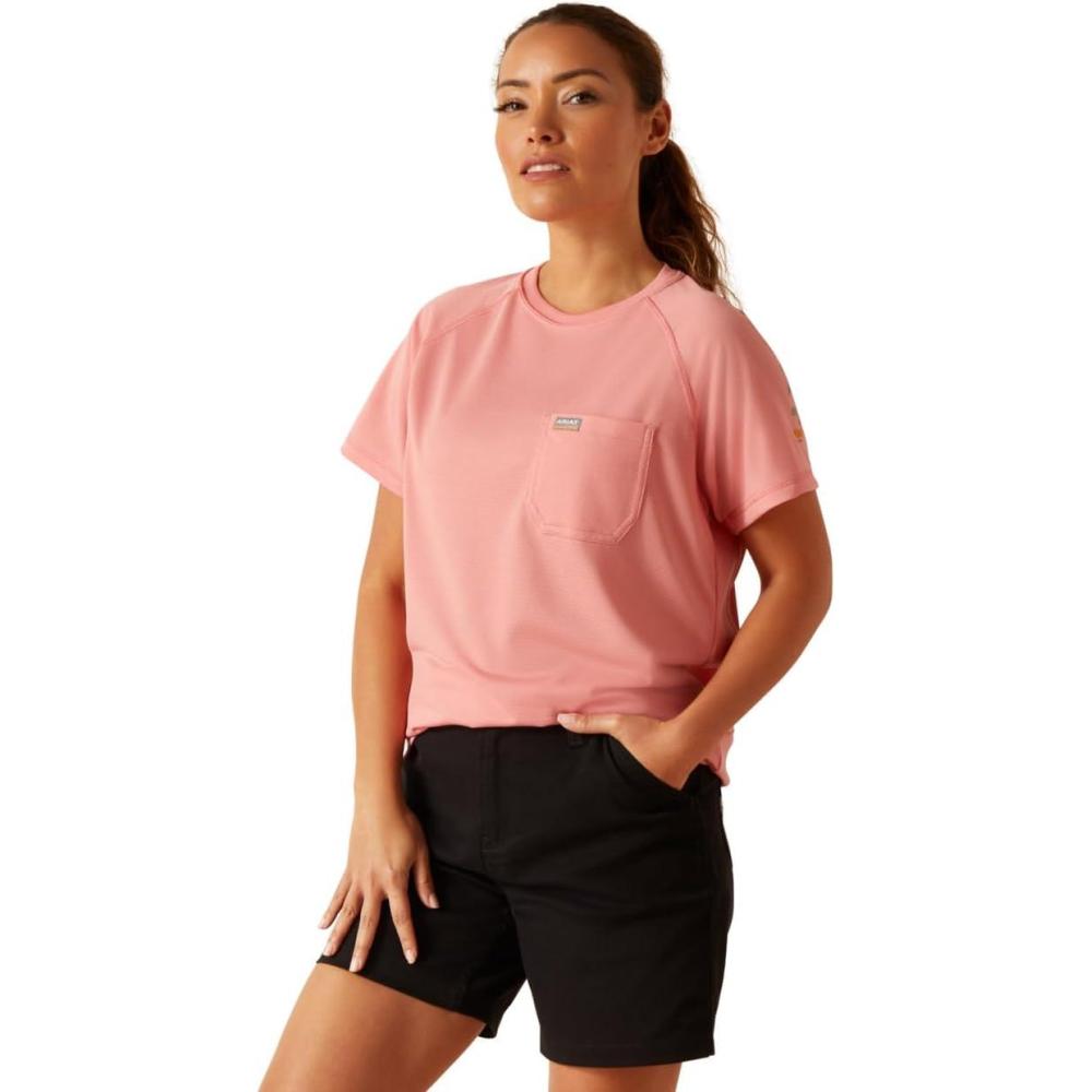 imageARIAT Womens Rebar Heat Fighter TShirtMauveglowSharkskin