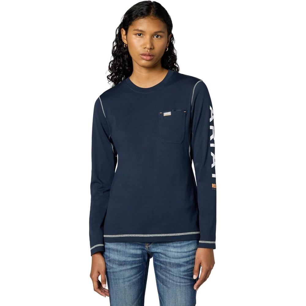 imageARIAT Womens Rebar Workman Logo TShirtNavy