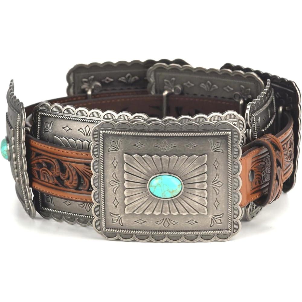 imageARIAT Womens Turquoise Concho Western BeltTan