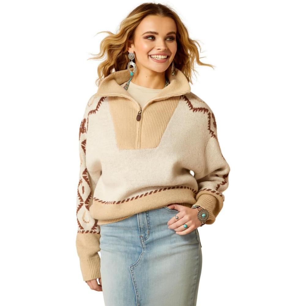 imageARIAT Womens Wild West SweaterSummer SandIrish Cream