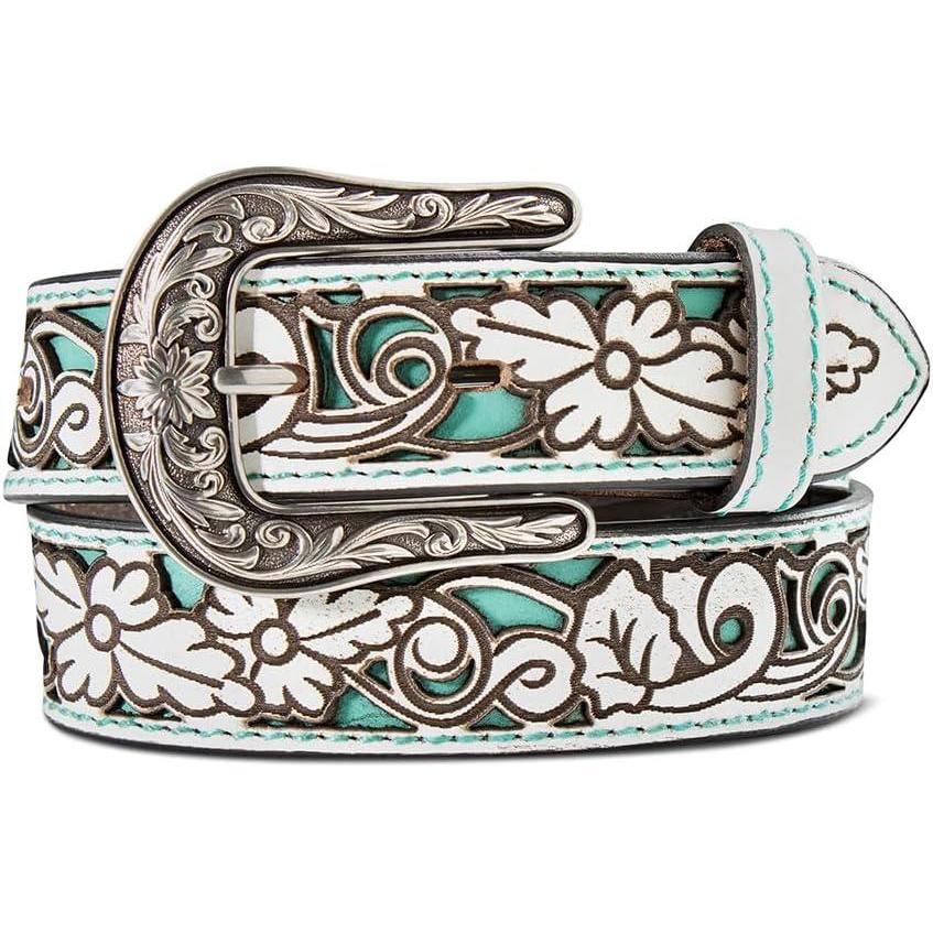 imageARIAT Youth Brown Floral Belt with Painted Turquoise InlayTurquoise