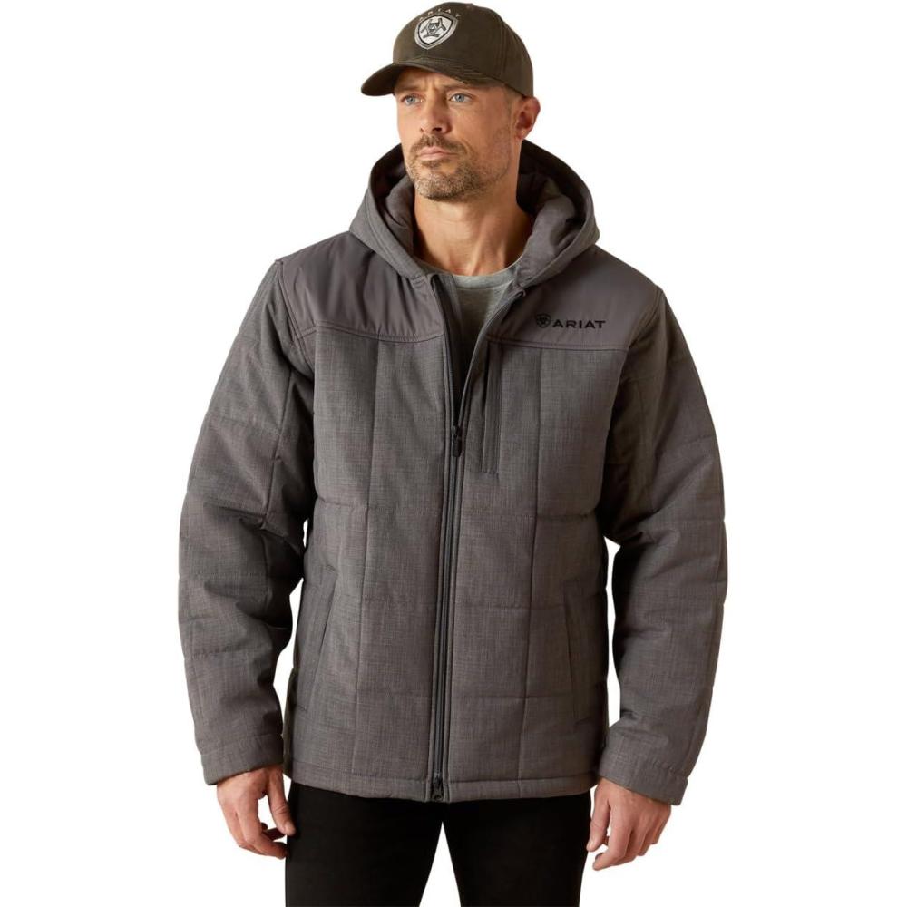 imageARIAT mens Crius Hooded Insulated JacketGrey Heather