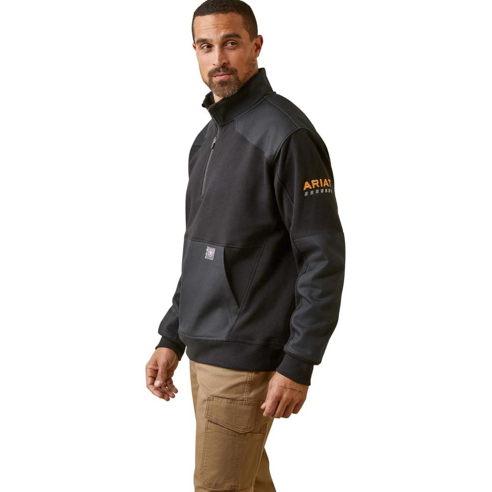 imageARIAT mens Rebar Workman Duracanvas 14 Zip SweatshirtBlack Black