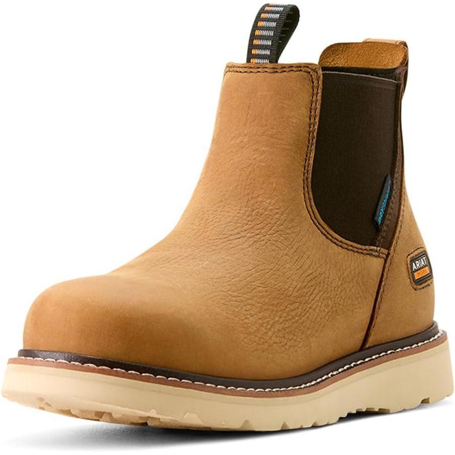 imageARIAT womens Rebar Wedge Chelsea Waterproof Work BootAntique Brown