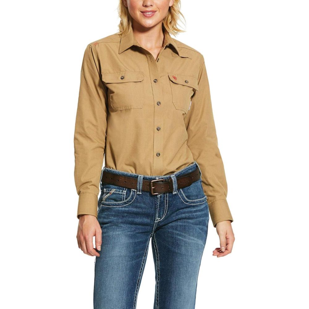 imageAriat FR Womans Featherlight Work ShirtKhaki
