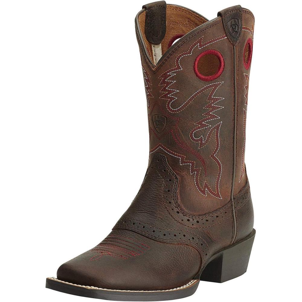 imageAriat Heritage Roughstock Western Boots  Kids Leather Country Riding BootBrown Oiled Rowdy