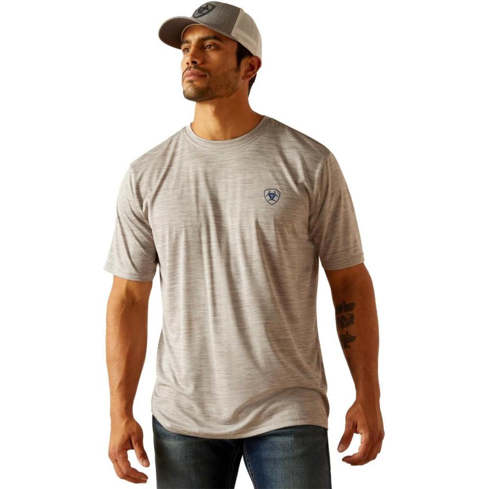 imageAriat Mens Charger Spirited TShirtLight Grey Heather