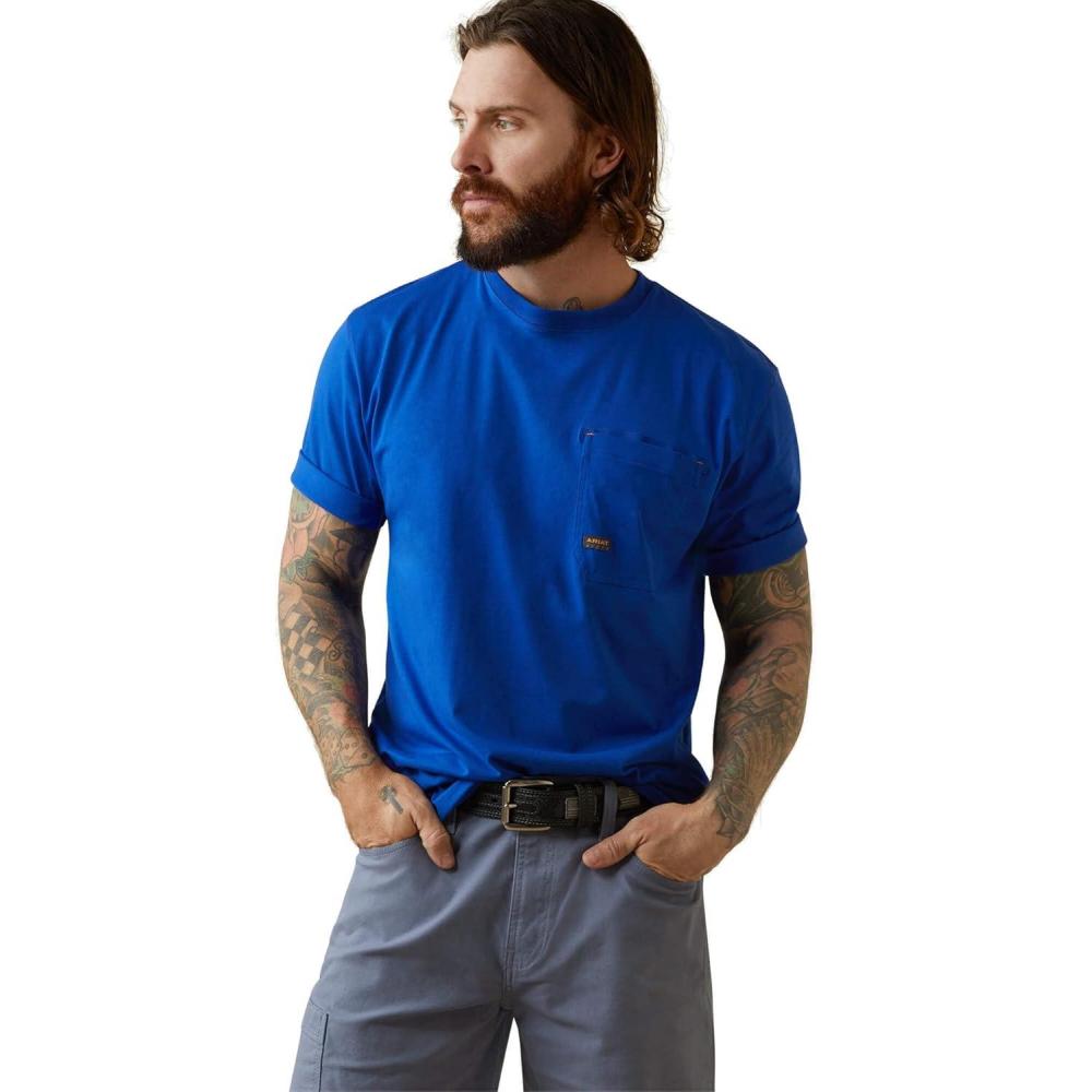 imageAriat Mens Rebar Short Sleeve CrewRoyal Blue Usa